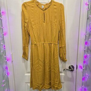 Old Navy, Yellow Waist-Defined Ruffle-Trim Dress (worn once)